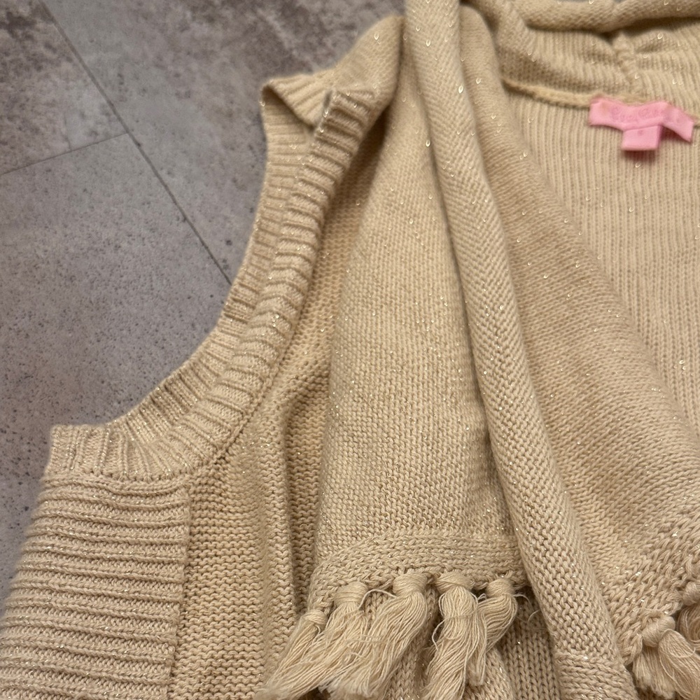 Lilly Pulitzer Sleeveless Open Cardigan in Gold-Flecked Champagne